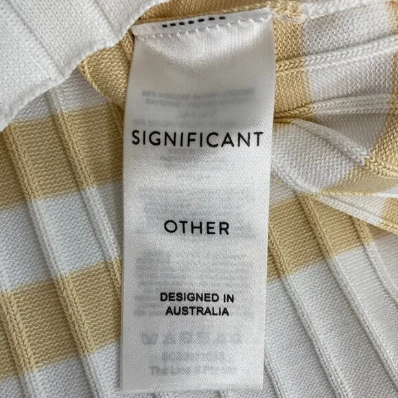 Significant Other Sage Striped Rib Knit Midi Skirt Womens 6 White Cream Beachy - Picture 10 of 11